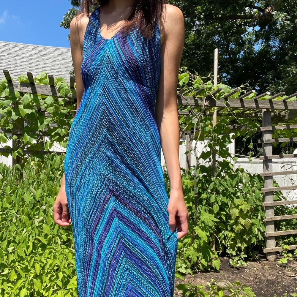 Cache Blue Sleeveless Halter Maxi Dress